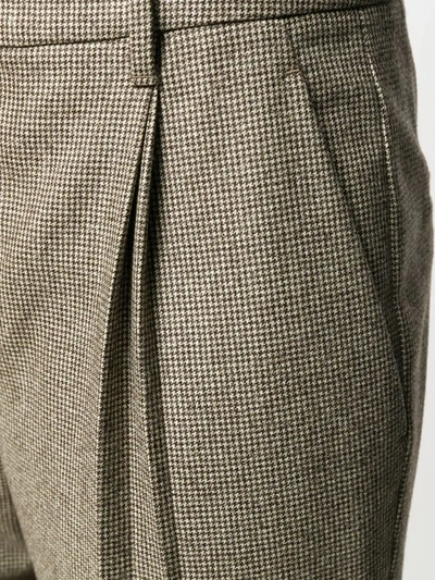 Brunello Cucinelli Houndstooth High-waist Trousers In Brown