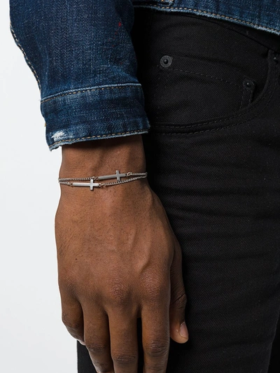 Dsquared2 Silver Double Cross Bracelet In Metallic