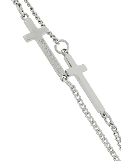 Dsquared2 Silver Double Cross Bracelet In Metallic