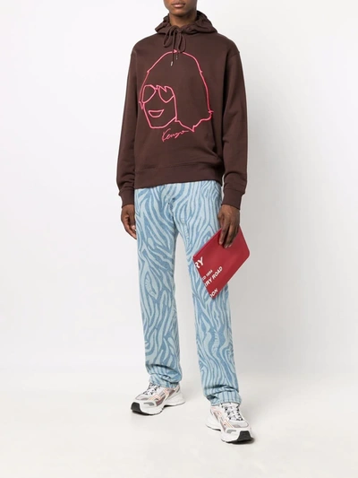 Shop Kenzo Sketch-embroidery Cotton Hoodie In Braun