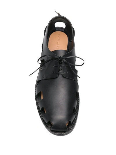 Shop Bottega Veneta Cut-out Derby Shoes In Black