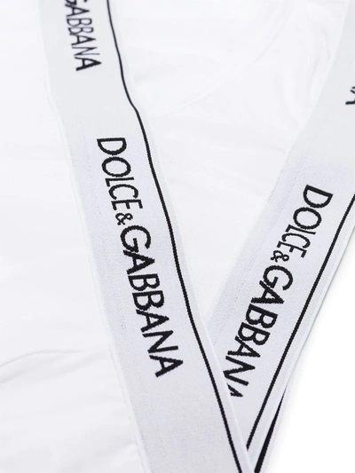 Dolce & Gabbana Pack Of Two Logo-jacquard Cotton-blend Briefs In White