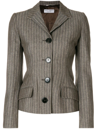 Pre-owned Dolce & Gabbana Fitted Pinstripe Jacket In Brown
