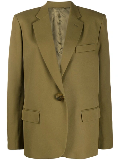 Shop Attico Plain Single Breasted Blazer In Green