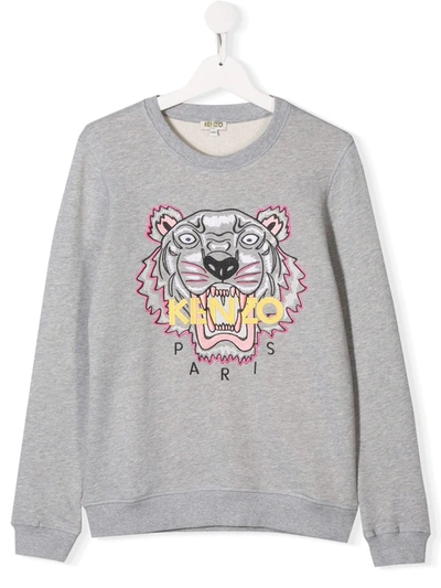 Shop Kenzo Teen Tiger Sweatshirt In Grey