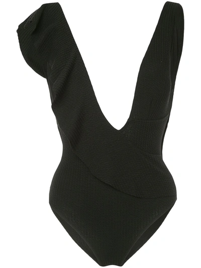 Shop Duskii Bella Ruffled Swimsuit In Black