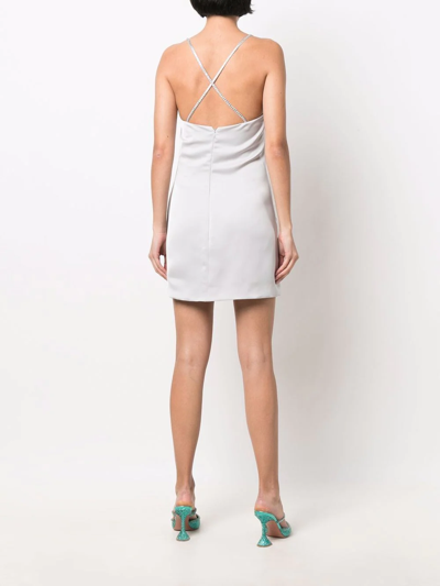 Shop Attico Fujiko Crystal-strap Mini Dress In Grey