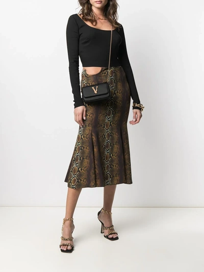 Shop Versace Snake-print Mid-length Skirt In Neutrals