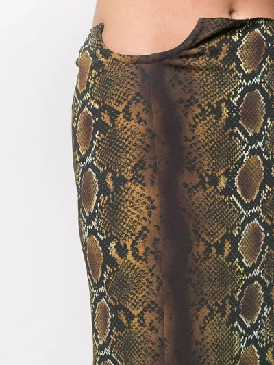 Shop Versace Snake-print Mid-length Skirt In Neutrals