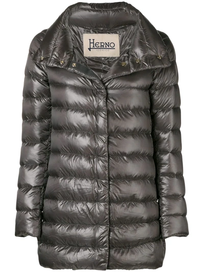 Shop Herno Funnel-neck Padded Coat In Grey