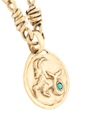 Shop Goossens Talisman Capricorn Medal Necklace In Gold
