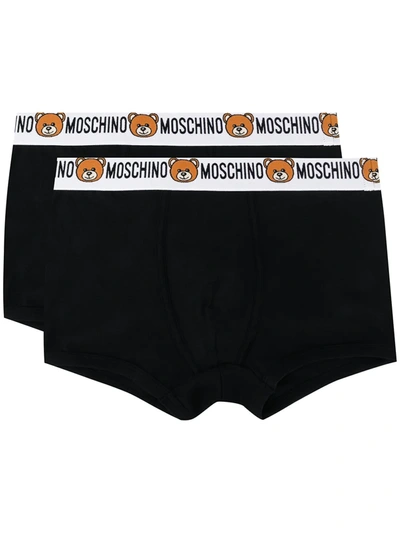 Shop Moschino Pack Of 2 Teddy Logo Boxers In Black