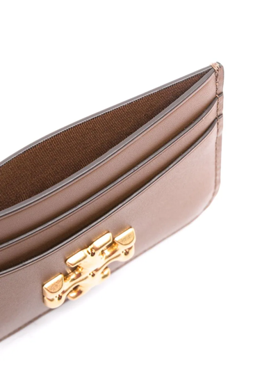 Tory Burch Logo-motif Leather Cardholder In Brown