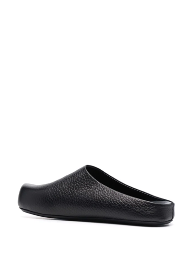 Shop Marni Textured-leather Clog Slippers In Schwarz