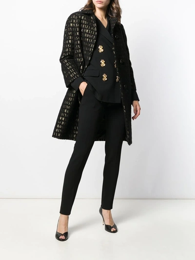 Shop Moschino Roman Embroidered Button-up Coat In Black