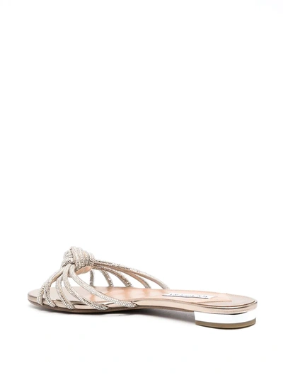 Shop Aquazzura Celeste Flat Sandals In Grey
