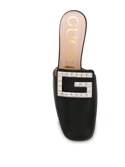 Shop Gucci Crystal G Mules In Black