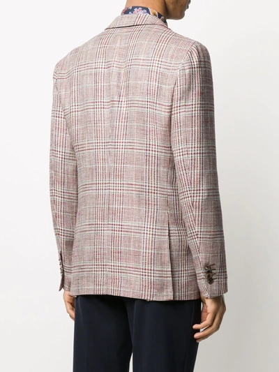 Shop Etro Single Breasted Check Blazer In Red