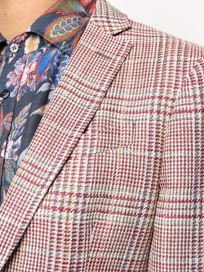 Shop Etro Single Breasted Check Blazer In Red
