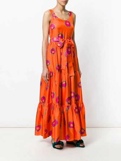 Shop La Doublej Sleeveless Printed Dress In Orange