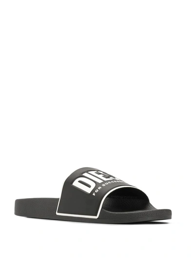 Shop Diesel Logo Slides In Black