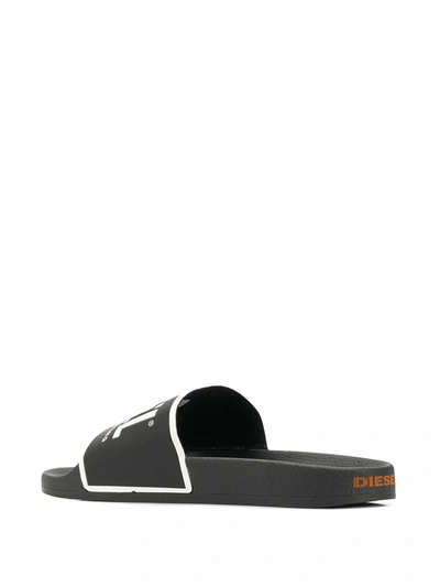 Shop Diesel Logo Slides In Black