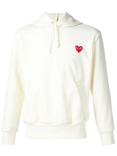 Shop Comme Des Garçons Play Heart Appliqué Hoodie In White