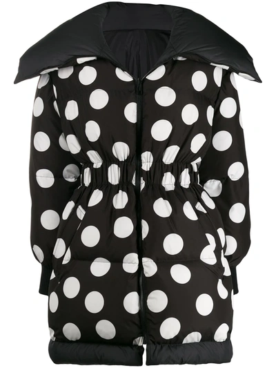 Shop Dolce & Gabbana Oversized Polka Dot Print Coat In Black