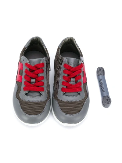 Shop Hogan Logo Patch Lace-up Sneakers In Grey