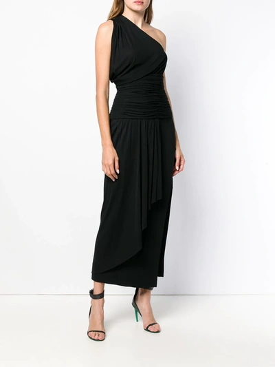 Pre-owned A.n.g.e.l.o. Vintage Cult 1960s One-shoulder Long Dress In Black