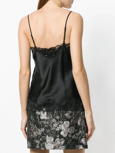Gold Hawk Black Sleeveless Top With Adjustable Spaghetti Straps And Floral Emellishment In Black