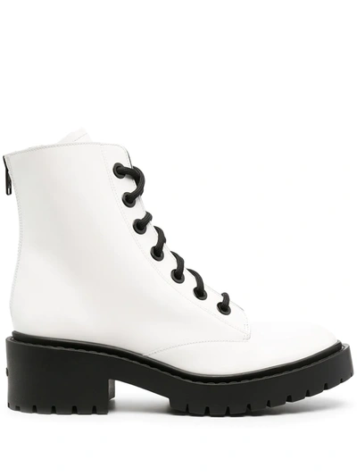 Shop Kenzo Two-tone Combat Boots In White