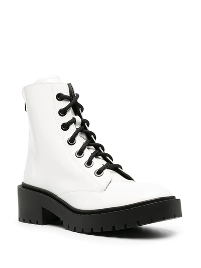 Shop Kenzo Two-tone Combat Boots In White