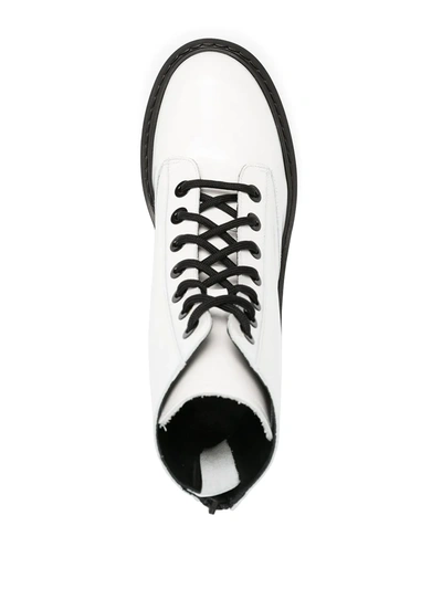 Shop Kenzo Two-tone Combat Boots In White