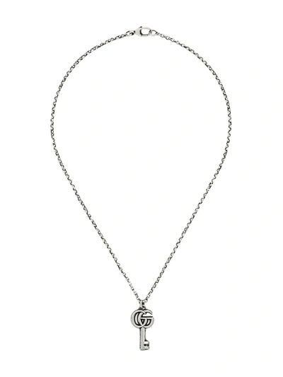 Shop Gucci Gg Marmont Key Necklace In Silver