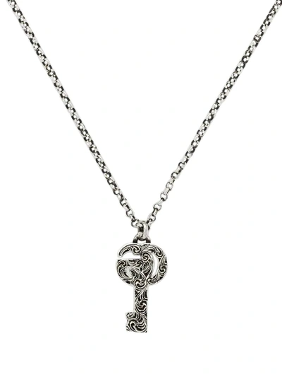 Shop Gucci Gg Marmont Key Necklace In Silver