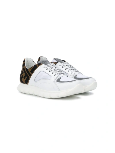 Shop Fendi Ff Lace-up Sneakers In White