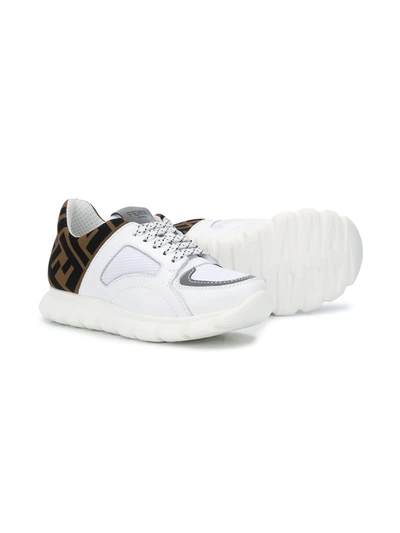 Shop Fendi Ff Lace-up Sneakers In White