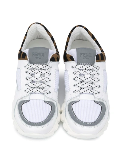 Shop Fendi Ff Lace-up Sneakers In White