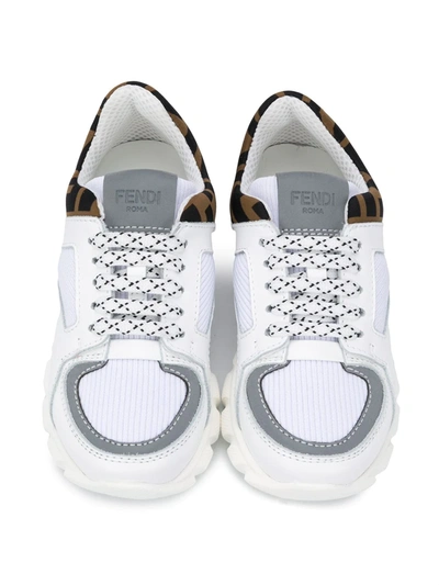 Fendi Ff Logo Panelled Sneakers In White