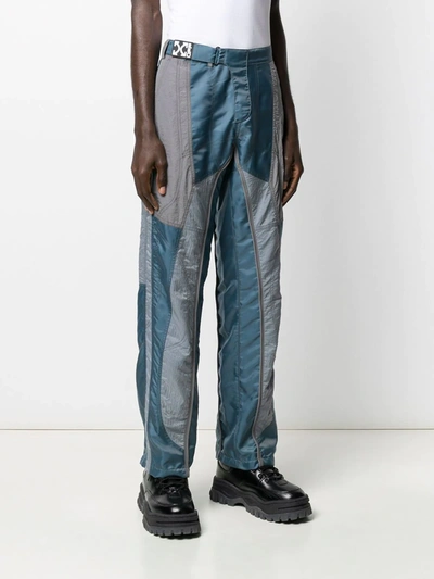 Shop Off-white Panelled Straight-leg Trousers In Blue