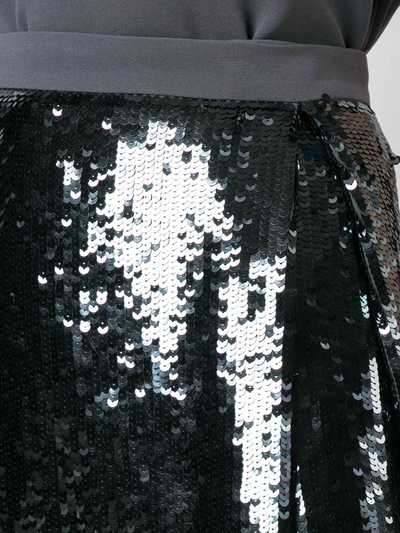 Tibi Sequinned Wrap Skirt In Grey