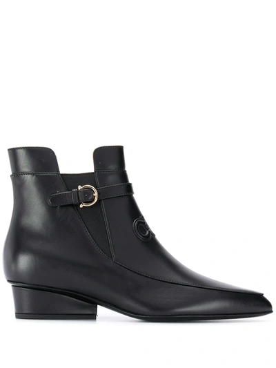 Shop Ferragamo Gancini-logo 40mm Ankle Boots In Black