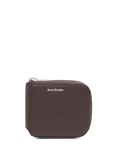 Shop Acne Studios Compact Bi-fold Zipped Wallet In Brown