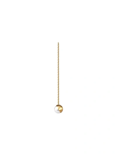 Shop Shihara Half Pearl Chain Earring 45° In Metallic