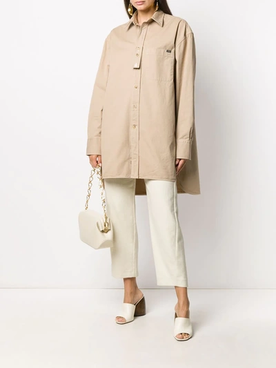 Lanvin Oversized Long Sleeve Shirt In Neutrals