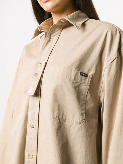 Lanvin Oversized Long Sleeve Shirt In Neutrals