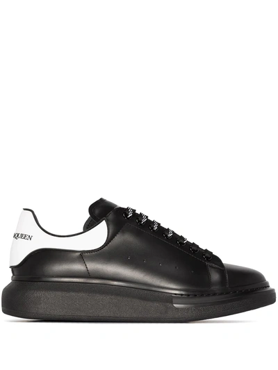 Alexander Mcqueen Exaggerated-sole Rubber-trimmed Leather Sneakers In Black