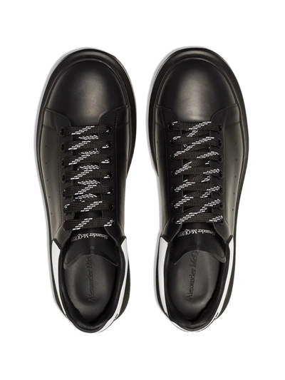 Alexander Mcqueen Exaggerated-sole Rubber-trimmed Leather Sneakers In Black