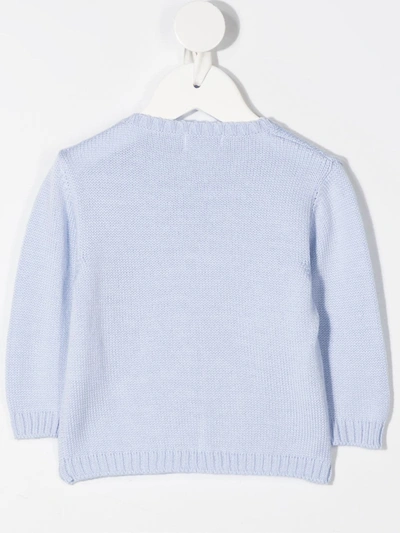 Shop Siola Merino Wool Round-neck Cardigan In Blue